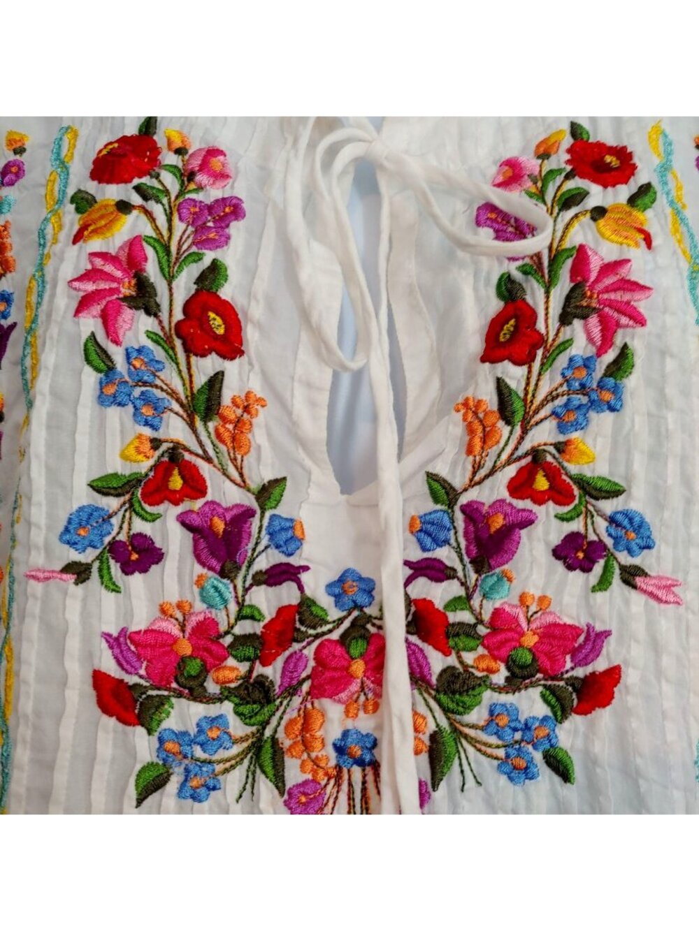 Johnny Was Tunic Floral Embroidery Boho Peasant Coastal Cotton Romantic M